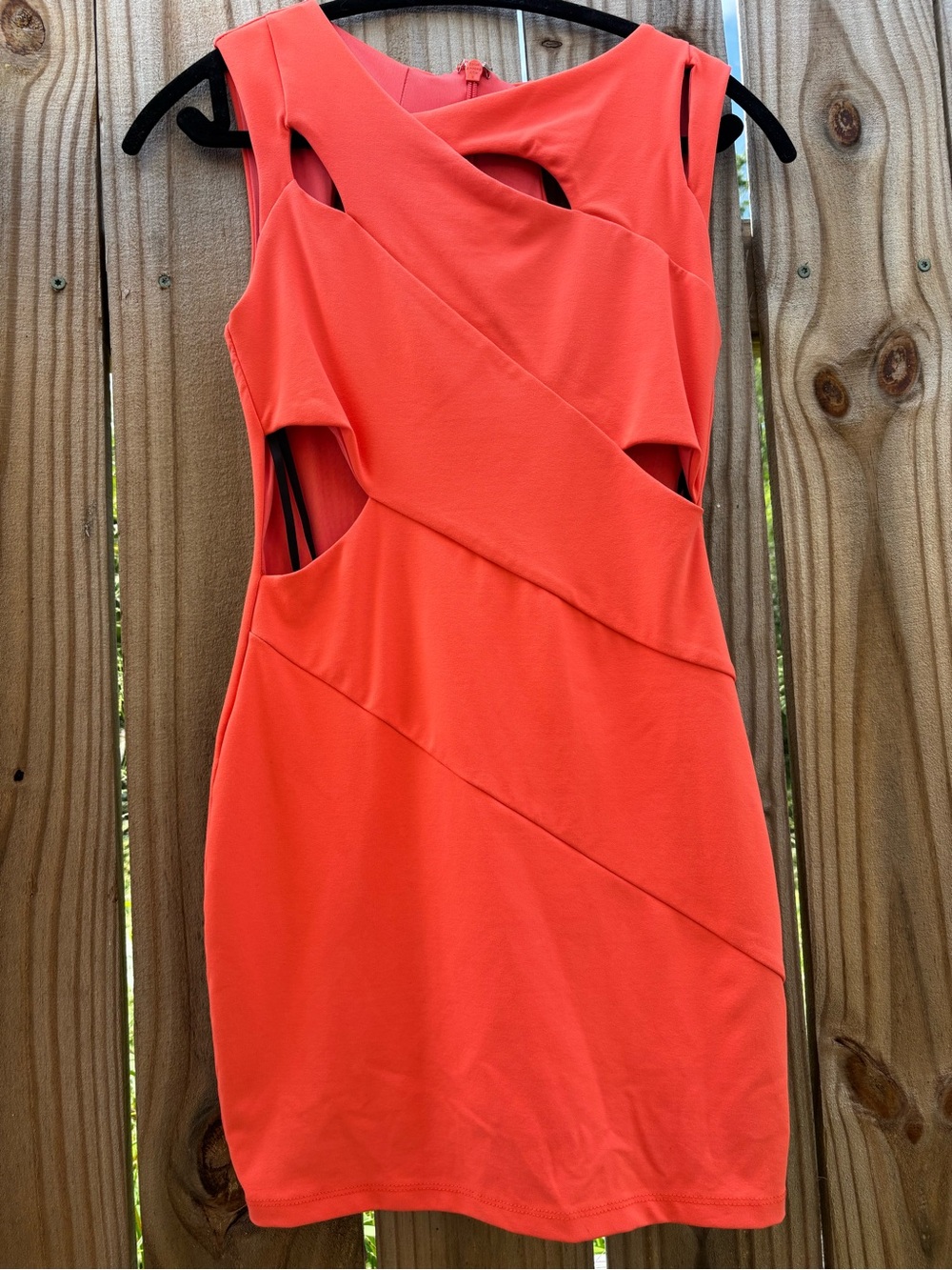 Bebe Hot Coral Cutout Bodycon Mini Dress